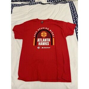 Atlanta Hawks T Shirt Mens Large NBA Basketball 2022 Opening Night Red